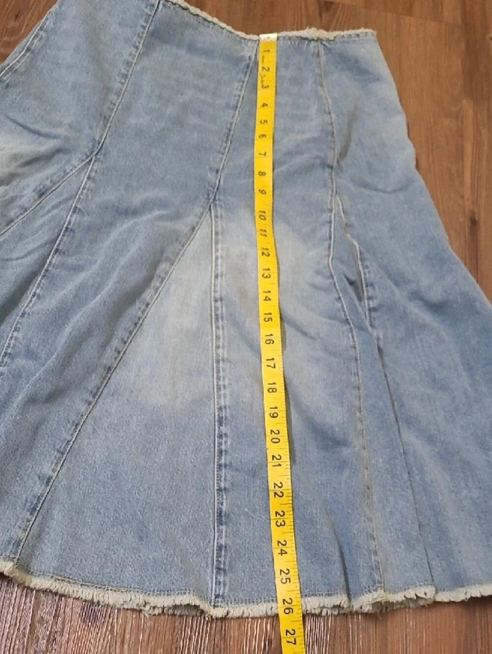 Mango Light Blue Panelled Denim A-Line‎ Skirt
